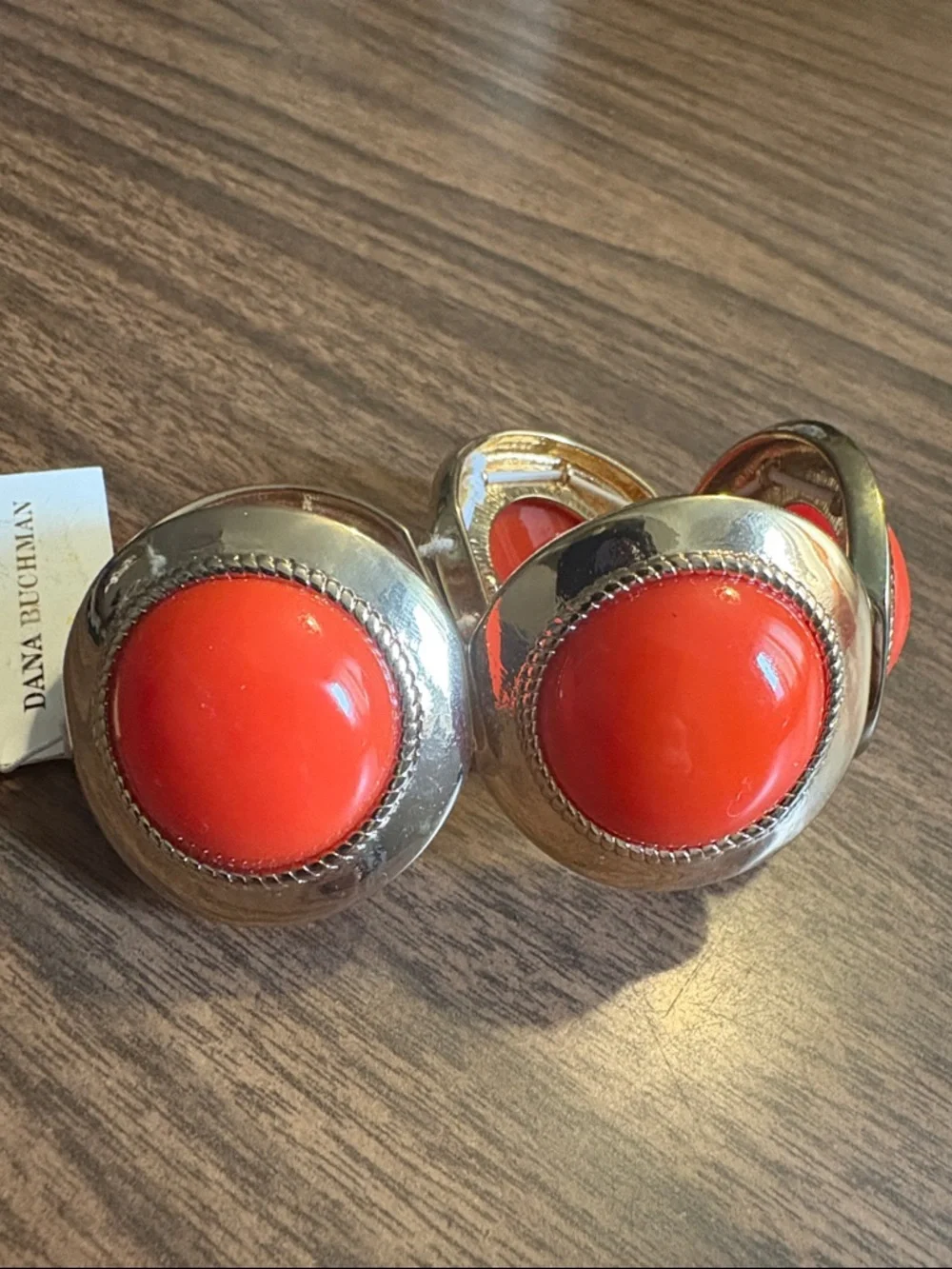 NEW Dana Buchman Gold Tone Bracelet with Bright Orange Cabochons NWT
